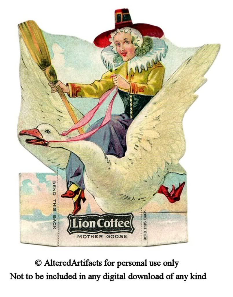 Altered artifacts mother goose. Brownie clipart old fashioned