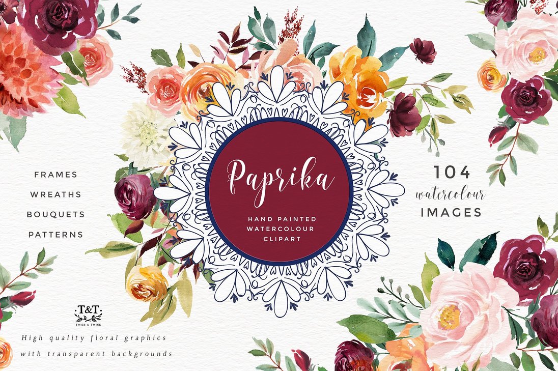 Flower paprika by graphicassets. Brownies clipart watercolor