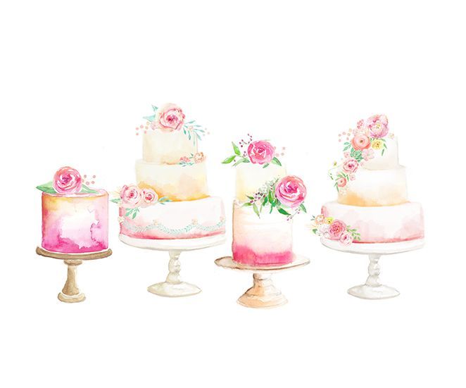 Cake clipart watercolor. Illustration heavenly cakes by