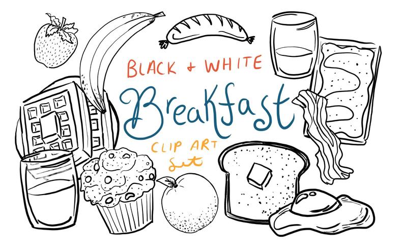 Brunch clipart breakfastclip. Black and white breakfast