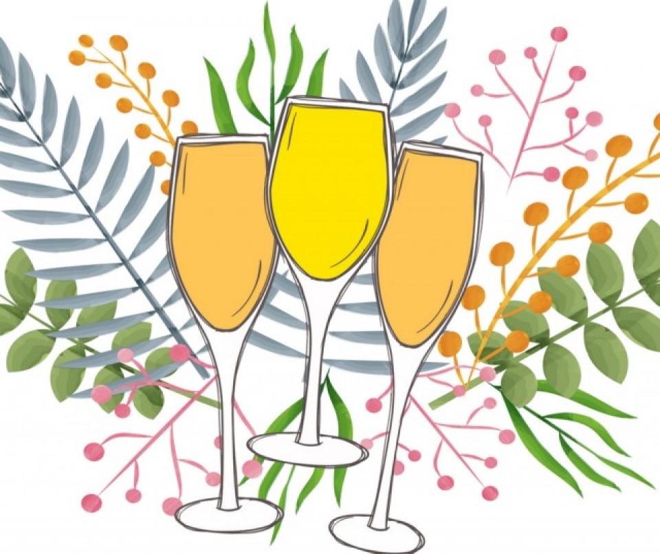 Mothers day bottomless bellini. Brunch clipart champagne