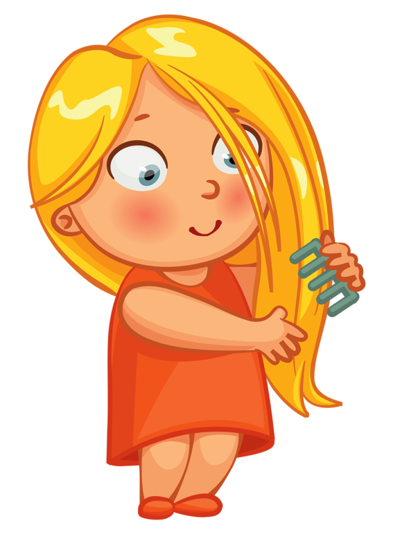 comb clipart child brushing hair