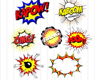 Etsy instant download superhero. Bubbles clipart comic
