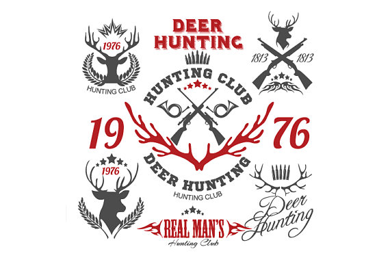 Deer hunting vector clip. Buck clipart emblem
