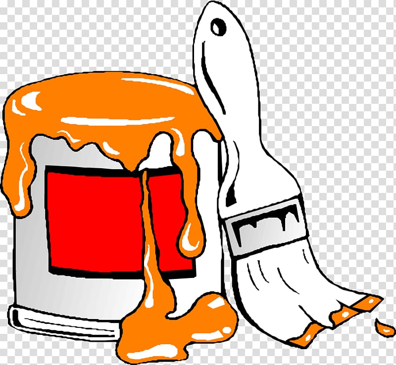 Painting cartoon paintbrush brush. Painter clipart bucket
