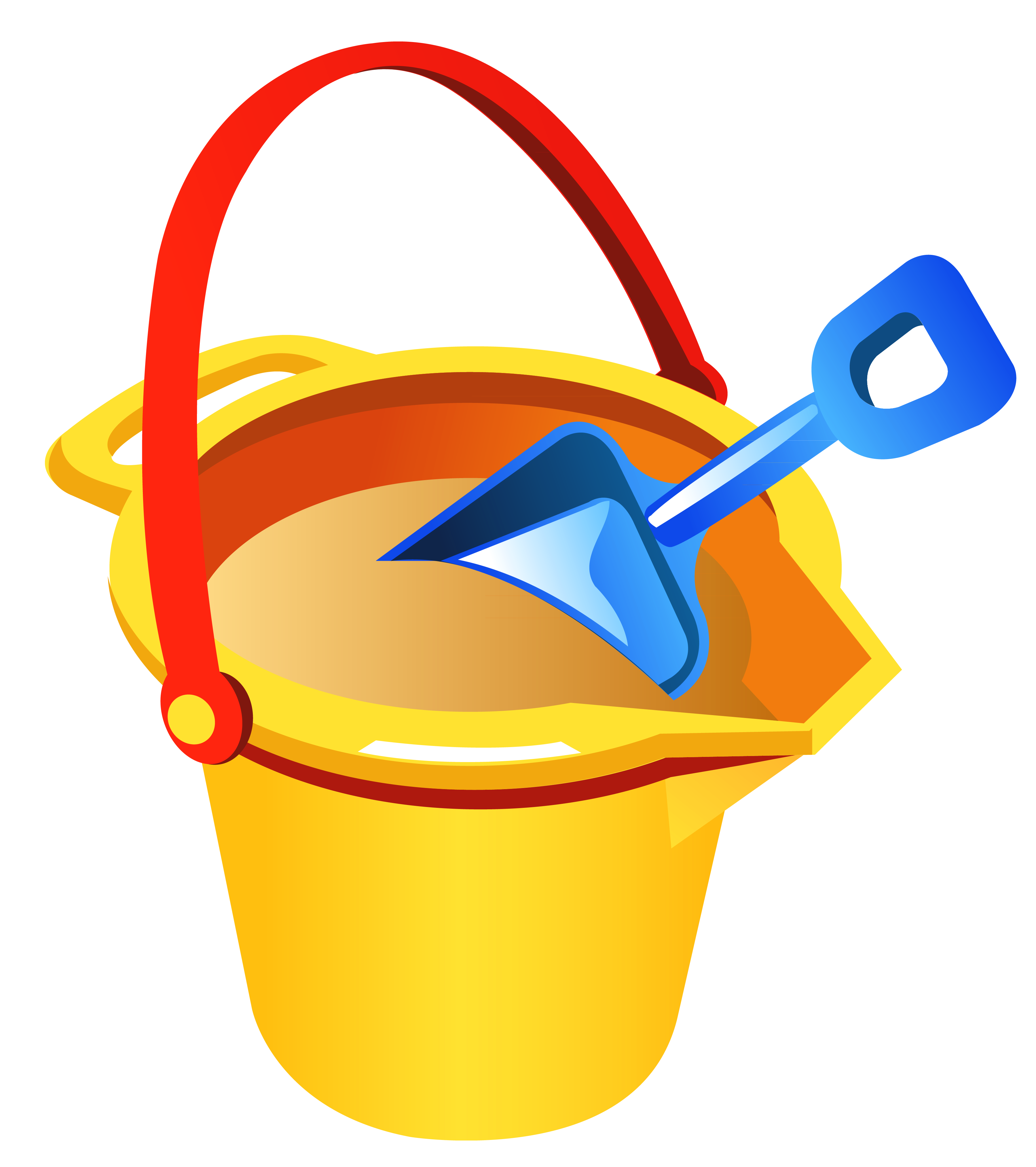 Bucket and shovel png. Clipart beach transparent background