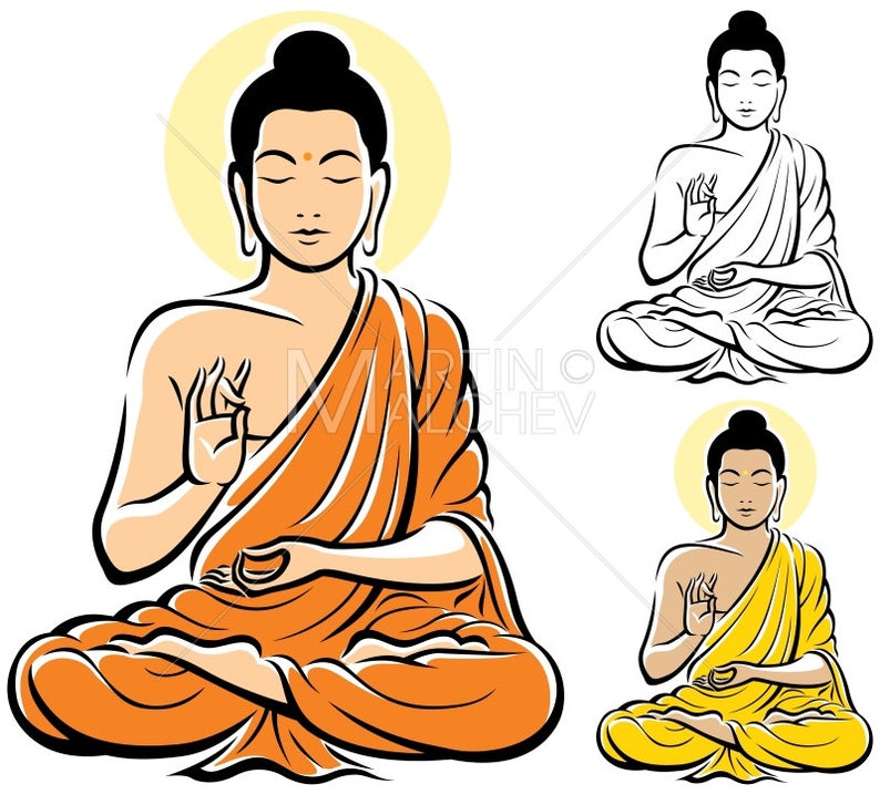 Vector cartoon buddhism zen. Buddha clipart illustration