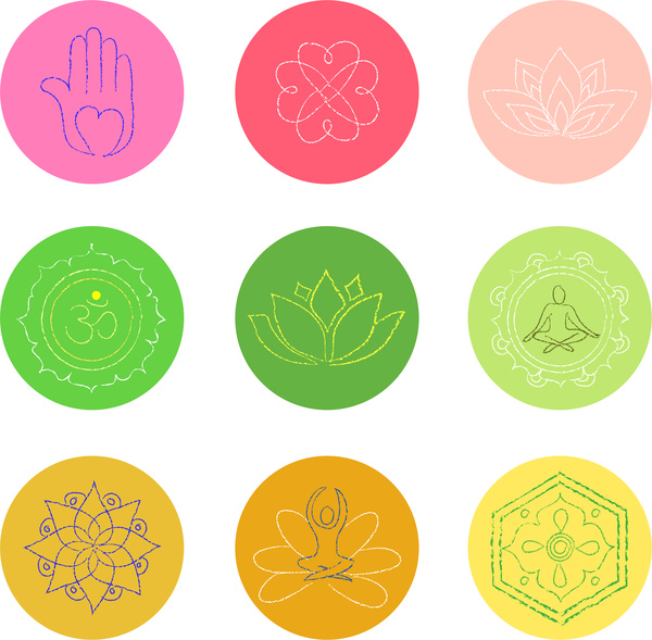 Buddha clipart symbol. Buddhism set free vector