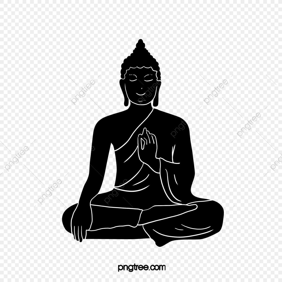 Hand painted silhouettes lord. Buddha clipart template