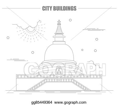 Vector stock city buildings. Buddha clipart template