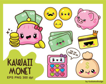 Kawaii etsy money coin. Budget clipart cute