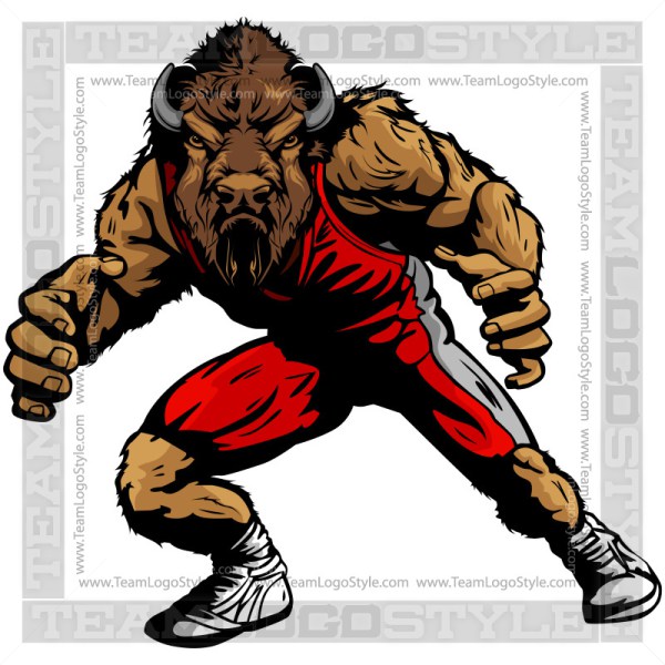Buffalo clipart buffallo. Wrestling clip art vector