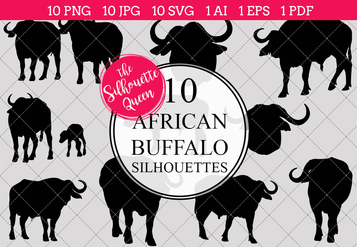Buffalo clipart clip art. African silhouette ai eps