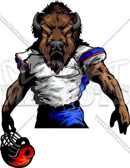 Buffalo clipart mascot. Football vector image 