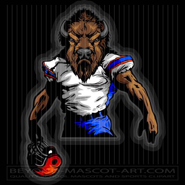 Football vector team image. Buffalo clipart mascot