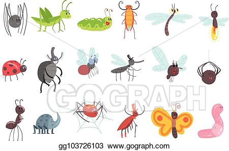 Insect clipart small insect. Eps illustration cute friendly