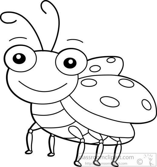 Insect clipart outline. Animals lady bug black