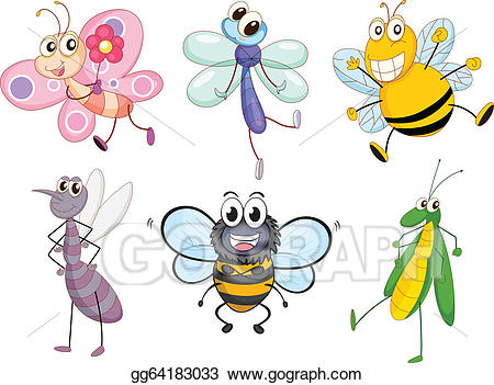 Vector stock flying insects. Bugs clipart fly