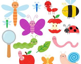 And digital paper set. Bugs clipart happy
