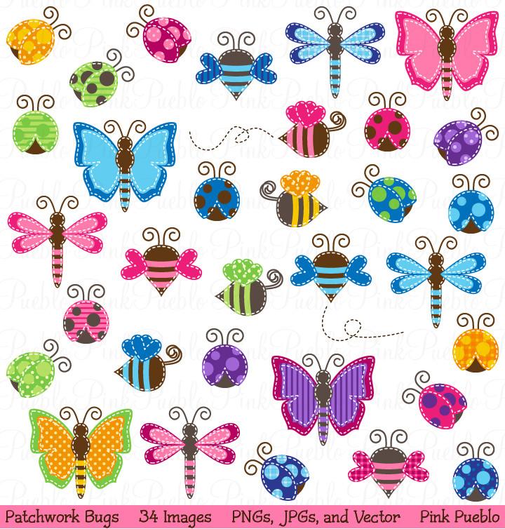 Patchwork vectors pinkpueblo. Bugs clipart vector