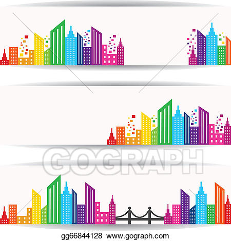 Building clipart building design. Vector art abstract colorful