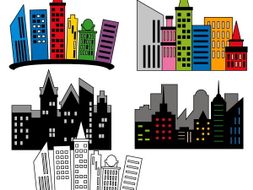 Buildings clipart superhero. Skyline city building clip
