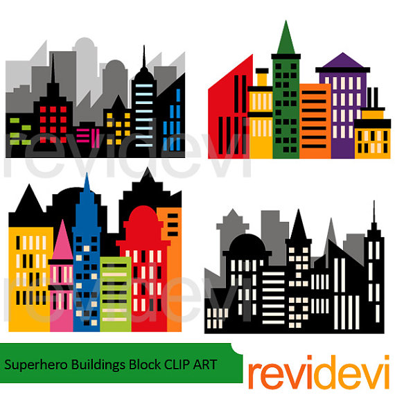 Buildings clipart superhero. Skyline city block skyscraper