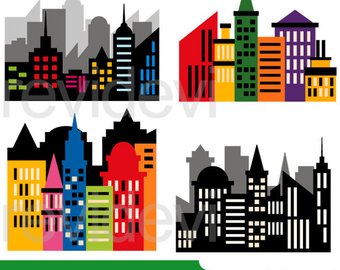 Superhero blocks clip art. Buildings clipart city building