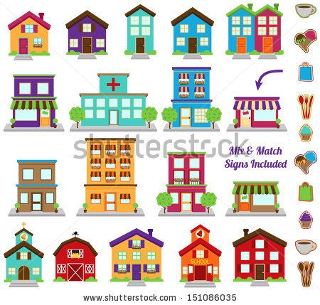 Vector collection of and. Buildings clipart city building