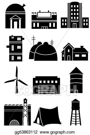 Stock illustration generic icons. Buildings clipart structure