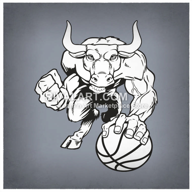 Bulls black white graphic. Bull clipart basketball