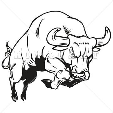 bull clipart black and white