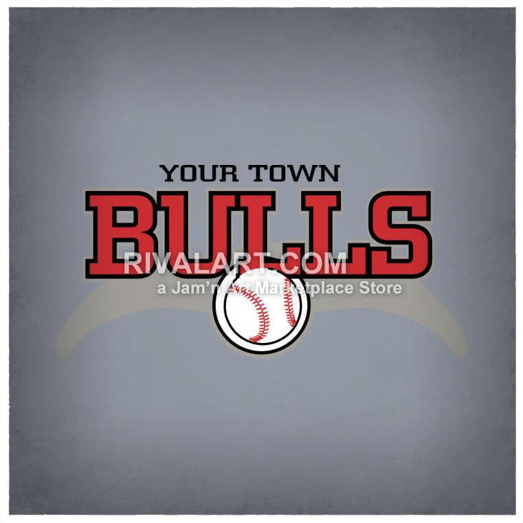 Bulls baseball design horns. Bull clipart team