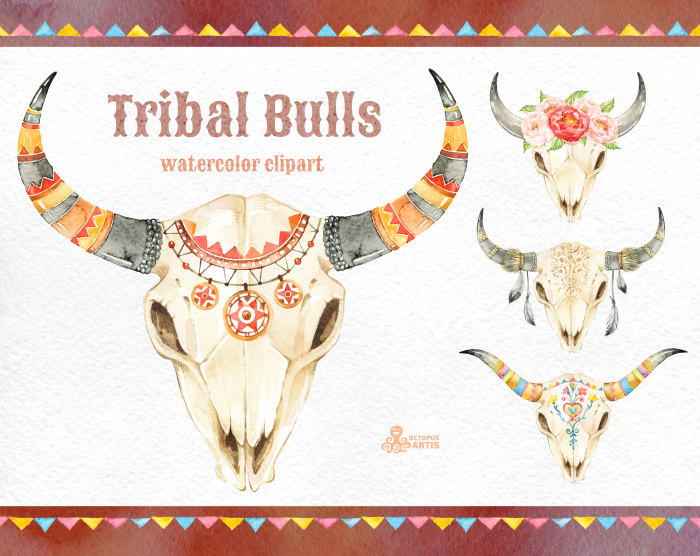 bull clipart tribal