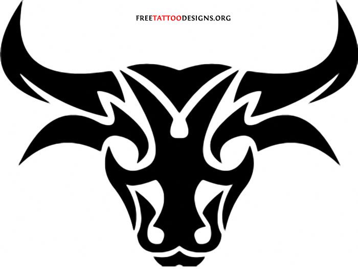 Bull clipart tribal. Head tattoo design stencil