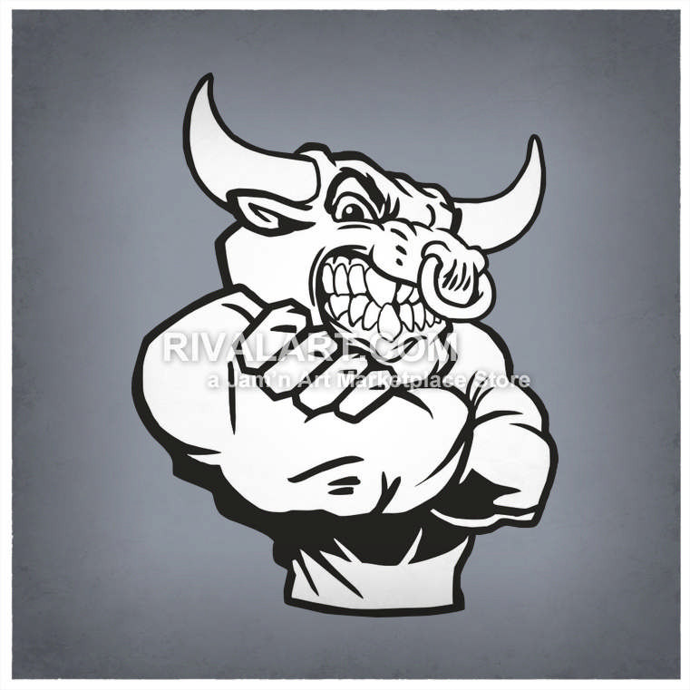 Bulls mascot with arms. Bull clipart vector