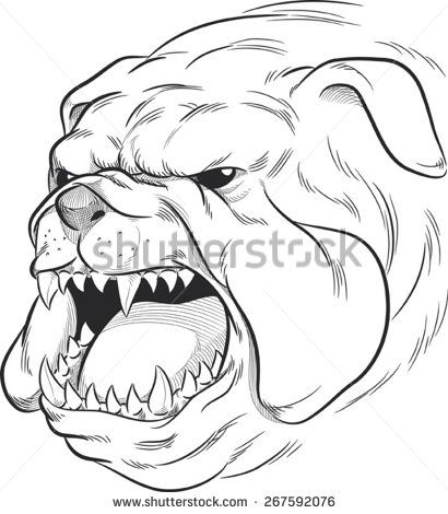 Bulldog clipart angry. Sketch of barking hodag