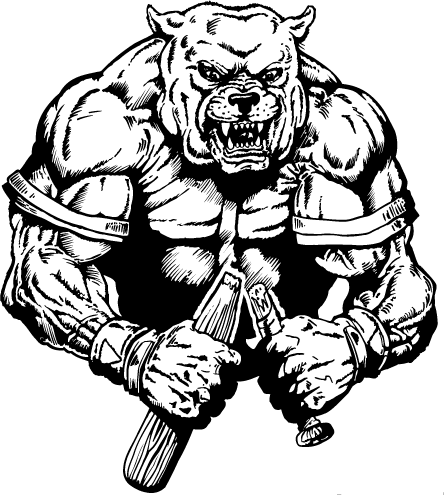 Broken bat mascot decal. Bulldog clipart baseball
