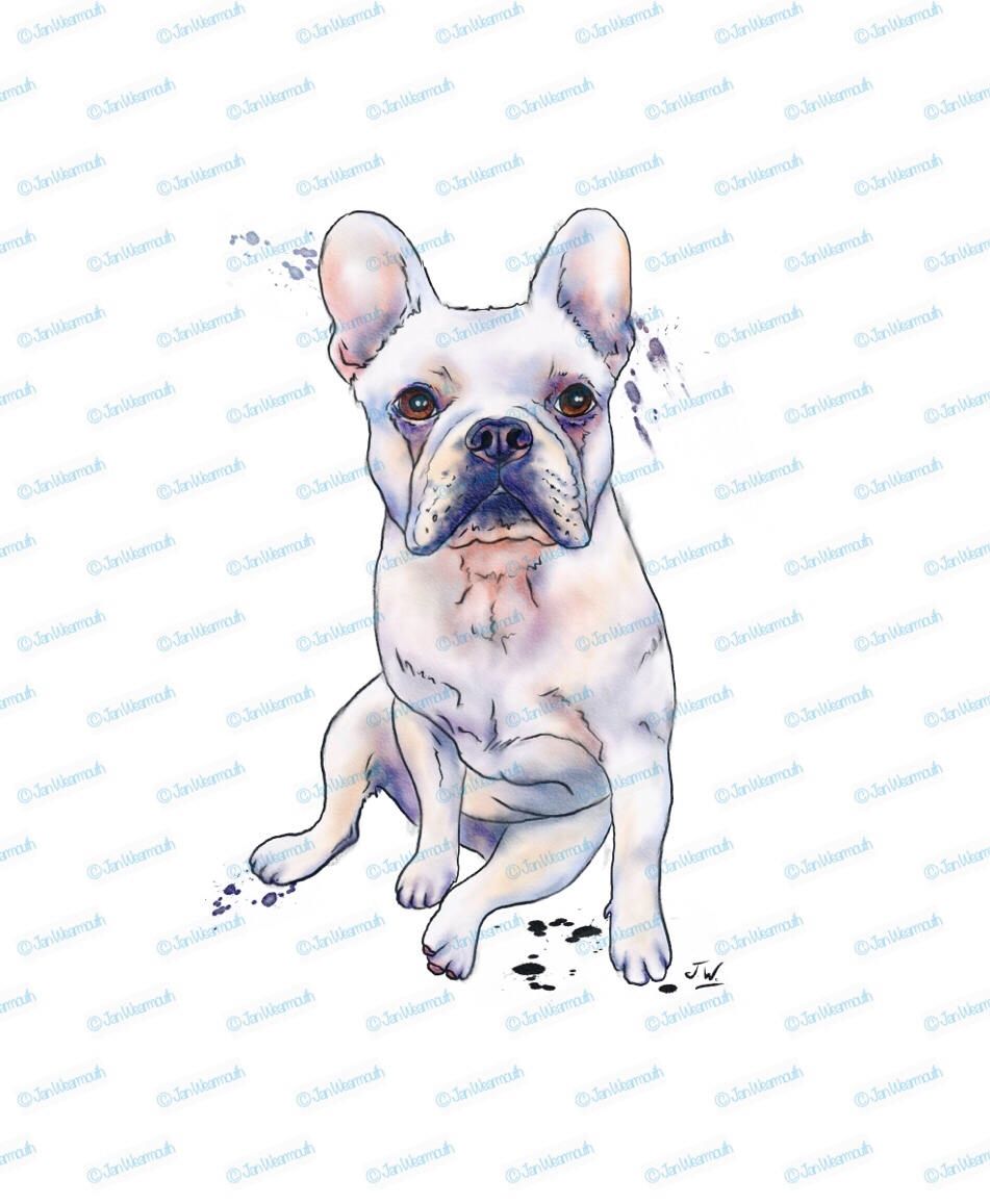 Bulldog clipart printable. French art instant download