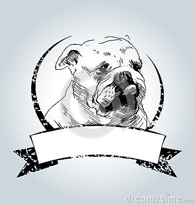 Pencil and in color. Bulldog clipart vintage