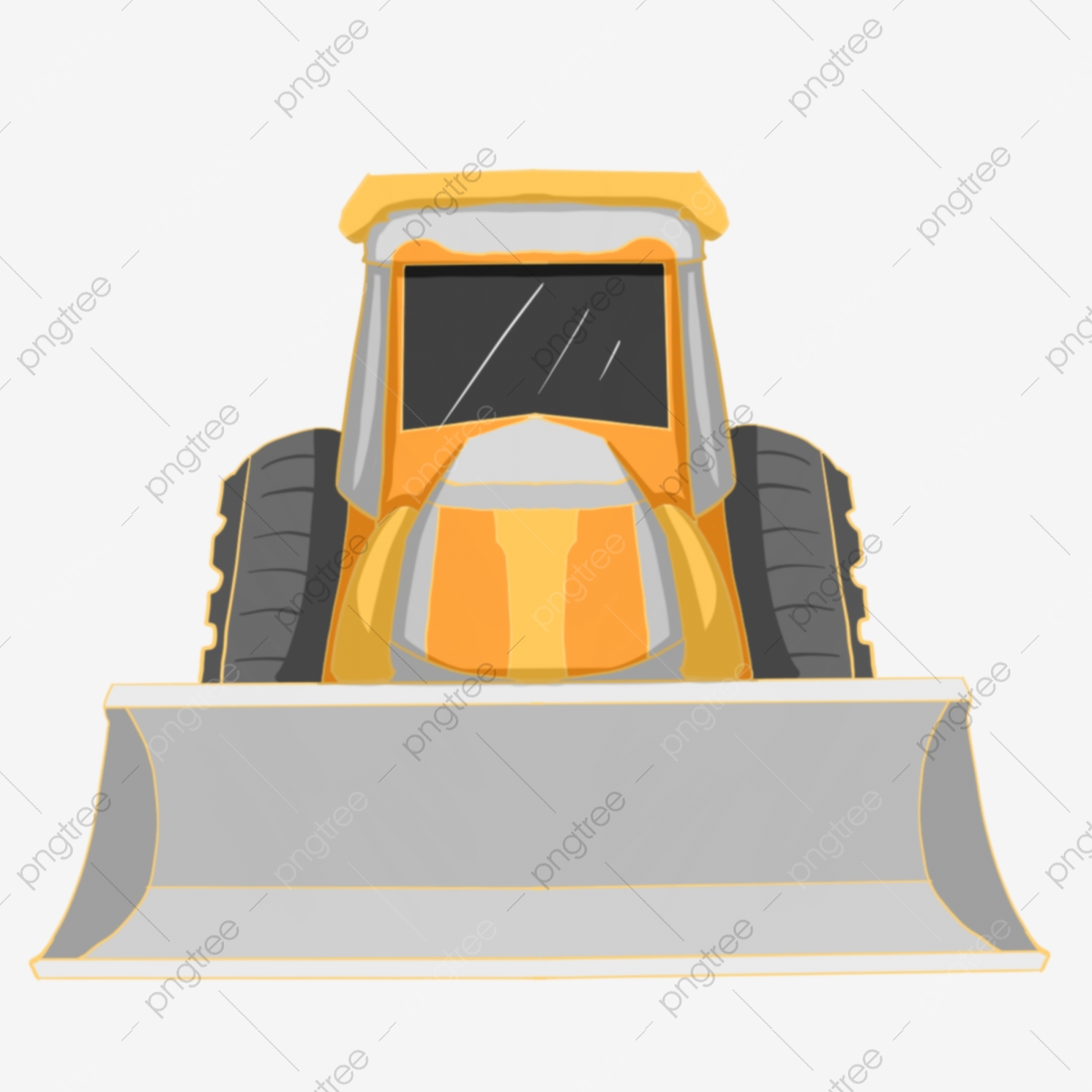 Yellow hand drawn vehicle. Bulldozer clipart construction project