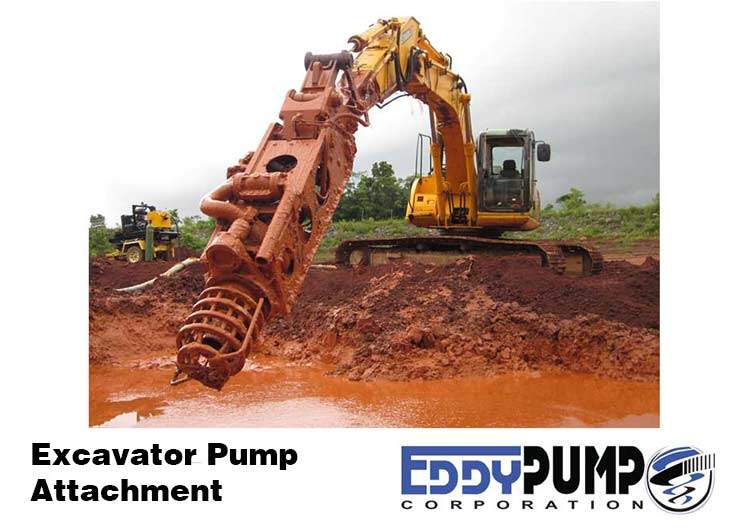 Excavator mounted pump attachment. Bulldozer clipart dredge