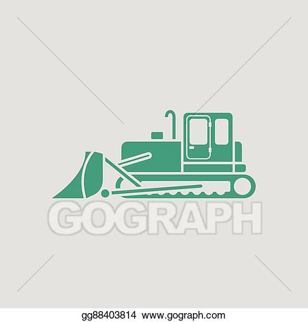 Bulldozer clipart green. Vector art icon of