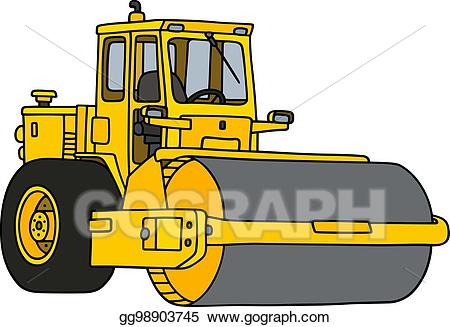 Eps illustration yellow vector. Bulldozer clipart road roller