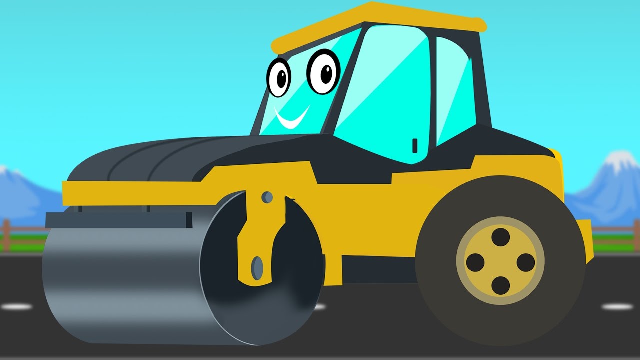 Bulldozer clipart road roller. Construction vehicle videos for