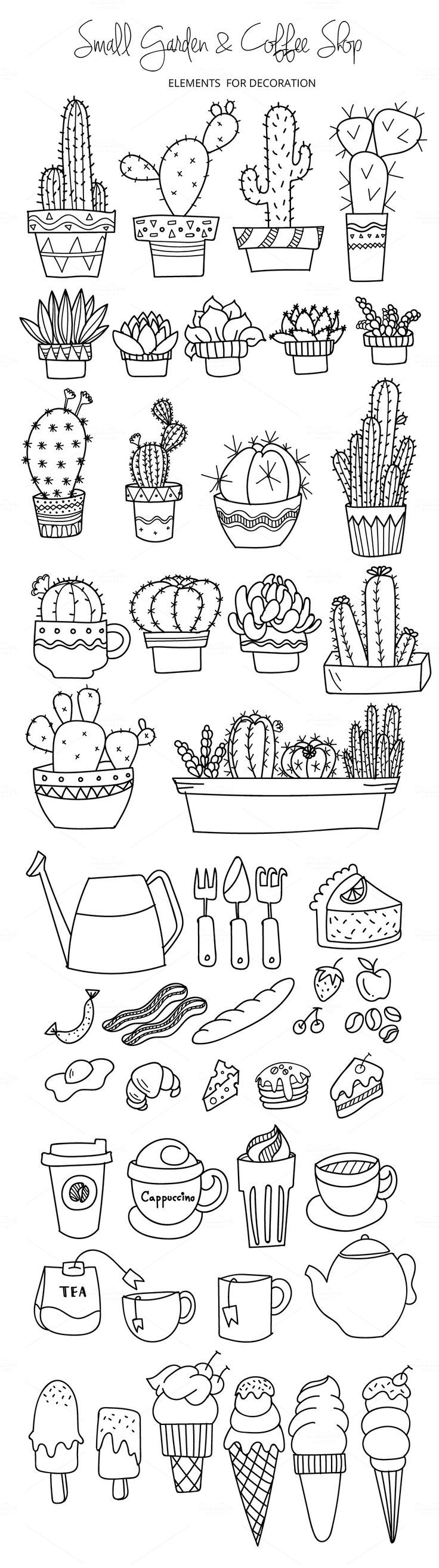 Small garden coffee shop. Bullet clipart drawing