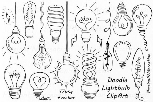 Doodle light bulb doodles. Bullet clipart drawing