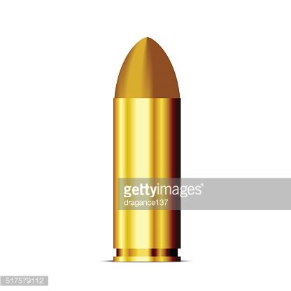 Bullet clipart pistol bullet. Isolated on a white