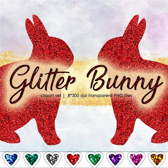bunnies clipart glitter