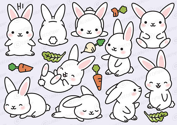 Clipart rabbit kawaii. Haut de gamme vector